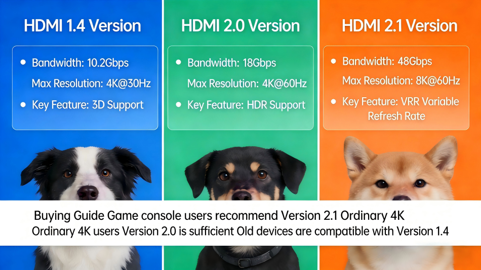 HDMI 2.1 version vs 2.0 version vs 1.4version Comparison & Buying Guide(1)