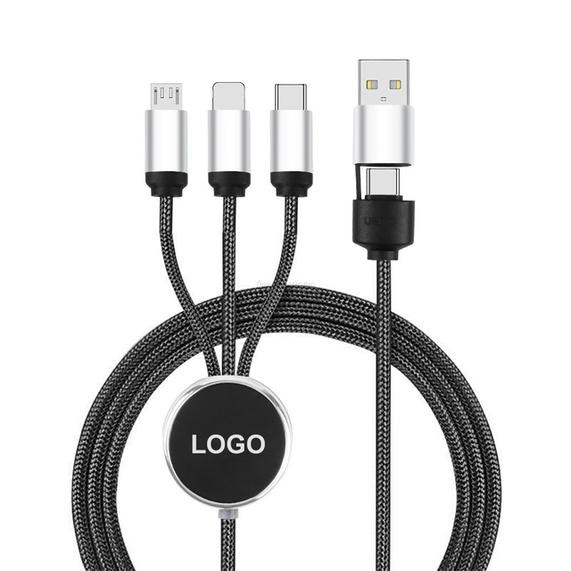 Multi Nylon Braided 3 in 1 Usb Cable With LED Light