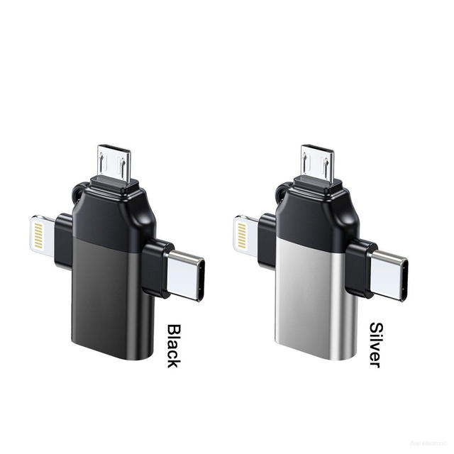 Adattatore USB da 3 in 1 con connettori Micro Type-C di Lightning