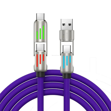Silicone 240W 4 in 1 Charging Cable with RGB Light