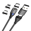 Magnetic USB Cable 3A Fast Charging cable 540° Rotate with Type C+Micro+Lightning Plugs