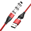 Magnetic USB Cable 3A Fast Charging cable 540° Rotate with Type C+Micro+Lightning Plugs