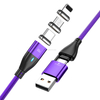 Magnetic USB Cable 3A Fast Charging cable 540° Rotate with Type C+Micro+Lightning Plugs