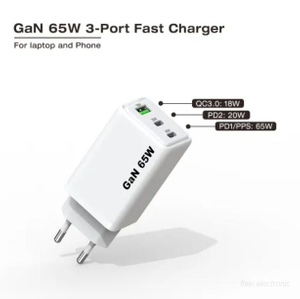 Universal GaN Fast Charger Type C 3 Ports 65W USB C Charger