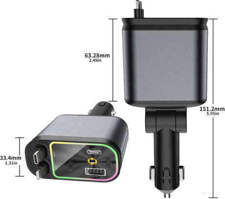 Retractable 4 in 1 Starry Sky car charger with LED lights